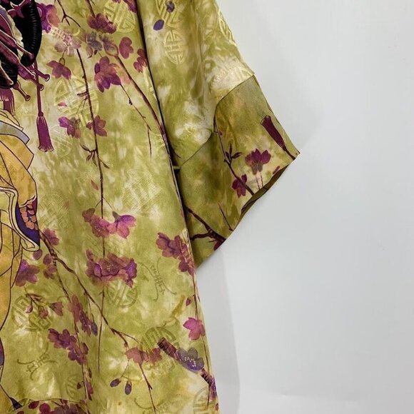 Citron Santa Monica Women's‎ 100% Silk Cherry Blossom Half Sleeve Button Up SZ S - Picture 5 of 11